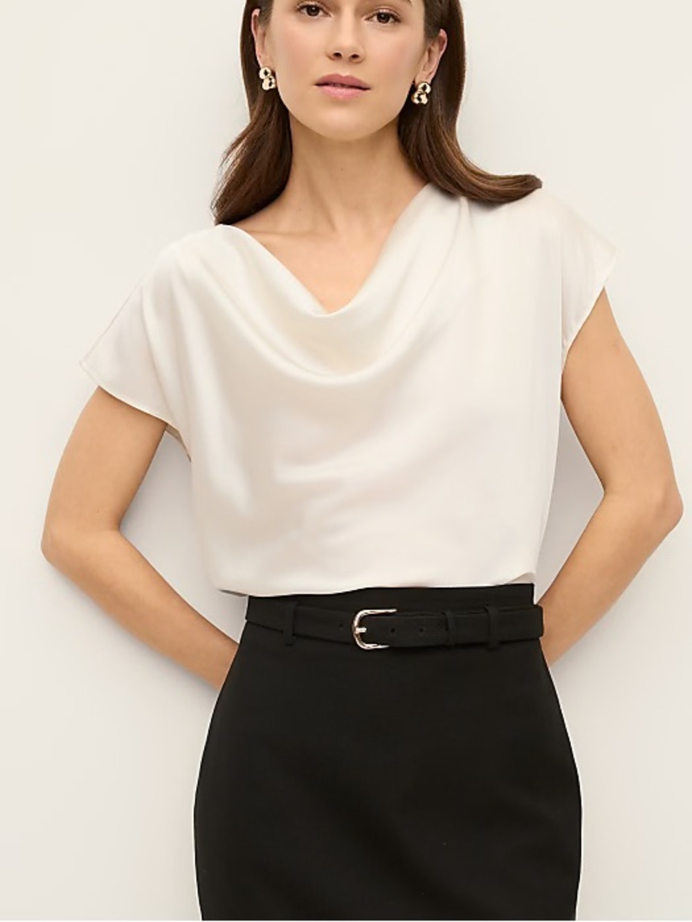 Ann Taylor Satin Cowl Neck Top